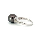 Tahitian Pearl & Diamond Ring In 18K White Gold