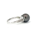 Tahitian Pearl & Diamond Ring In 18K White Gold