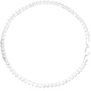 Flat Curb-Link Mens Necklace In Sterling Silver