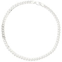 Flat Curb-Link Mens Necklace In Sterling Silver