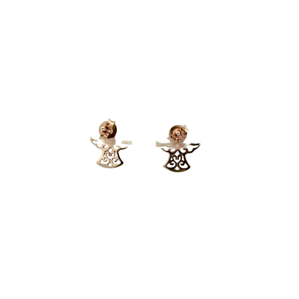 Angel Stud Silver Earrings In Rose Gold plate