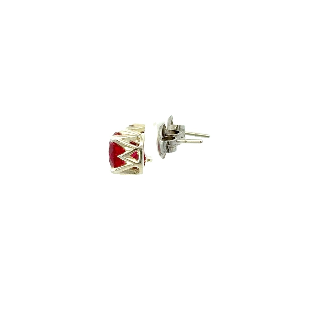 Red Sapphire Handmade Silver Earrings