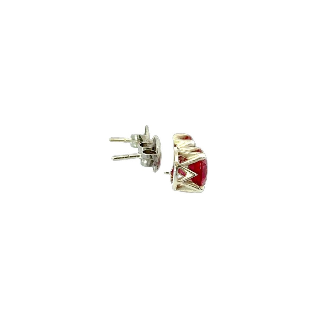 Red Sapphire Handmade Silver Earrings