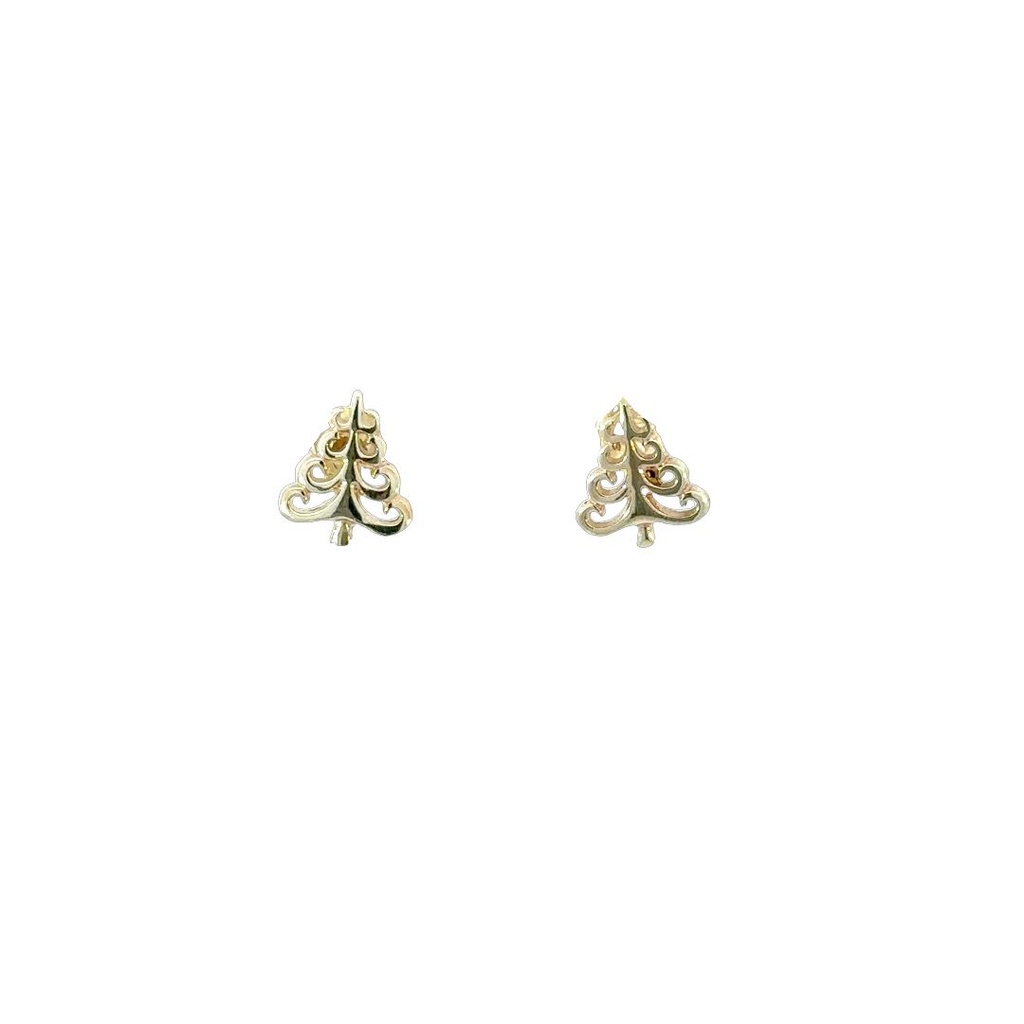 Christmas Tree Stud Earrings In Silver Gold Plate