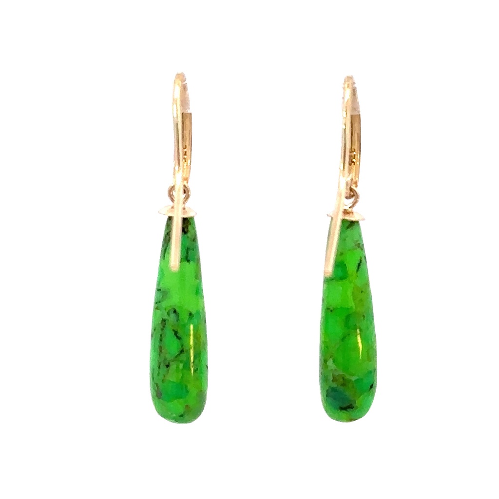 Green Turquoise 9k YG Earrings