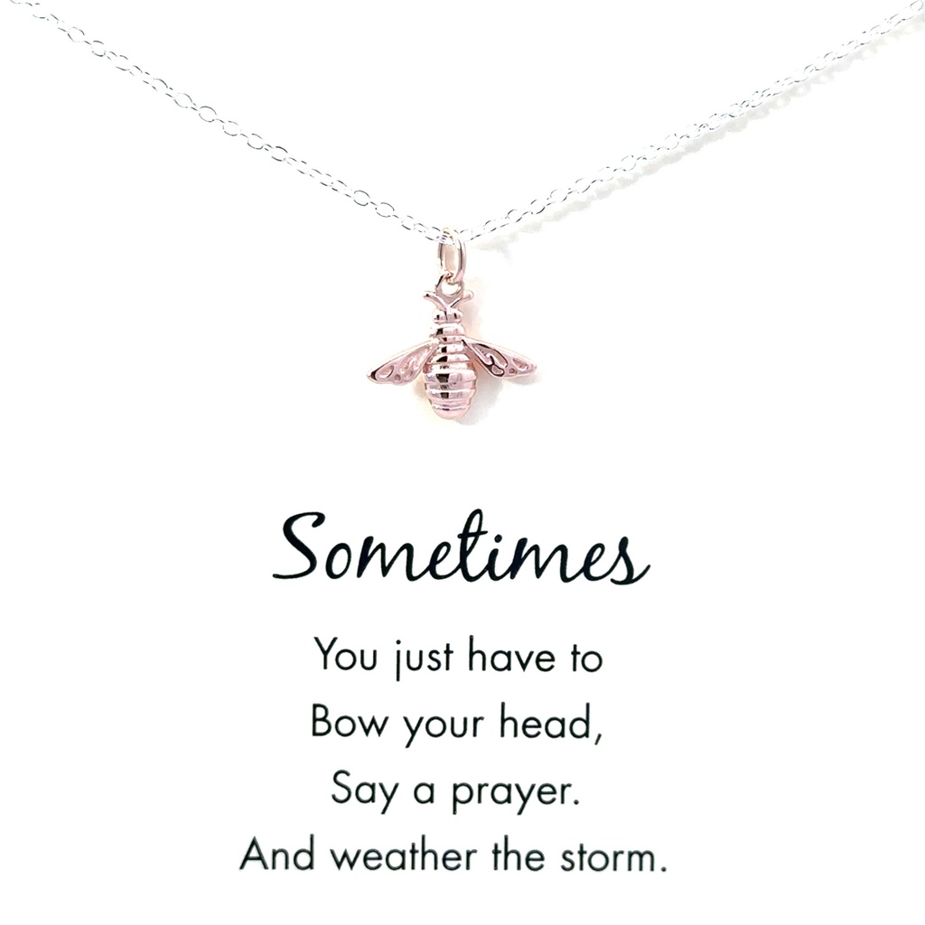 Petals "Sometimes" Silver Bee Necklace
