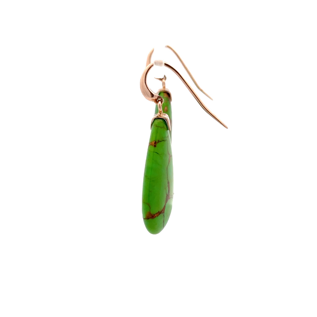 9k YG turquoise Green Earrings
