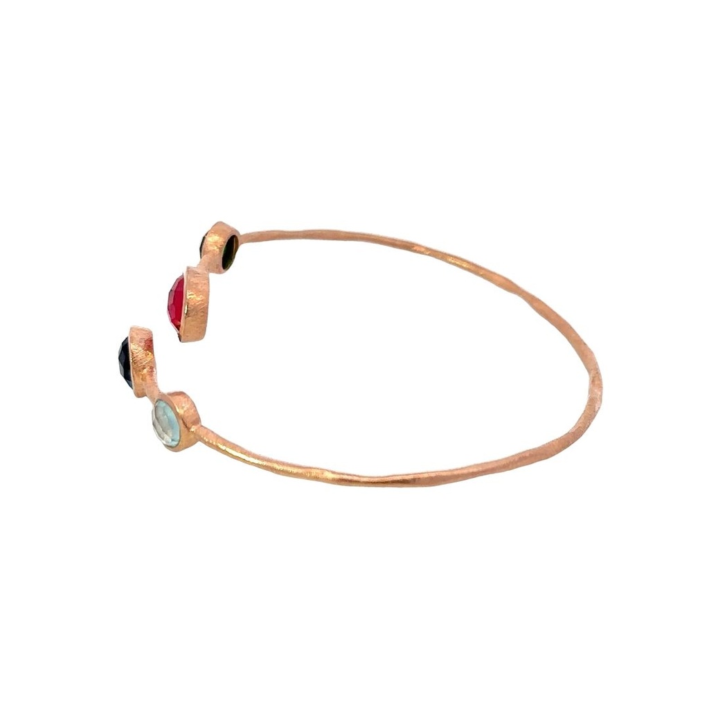 Colourful Gem Cuff In Rose Gold Plated Brass