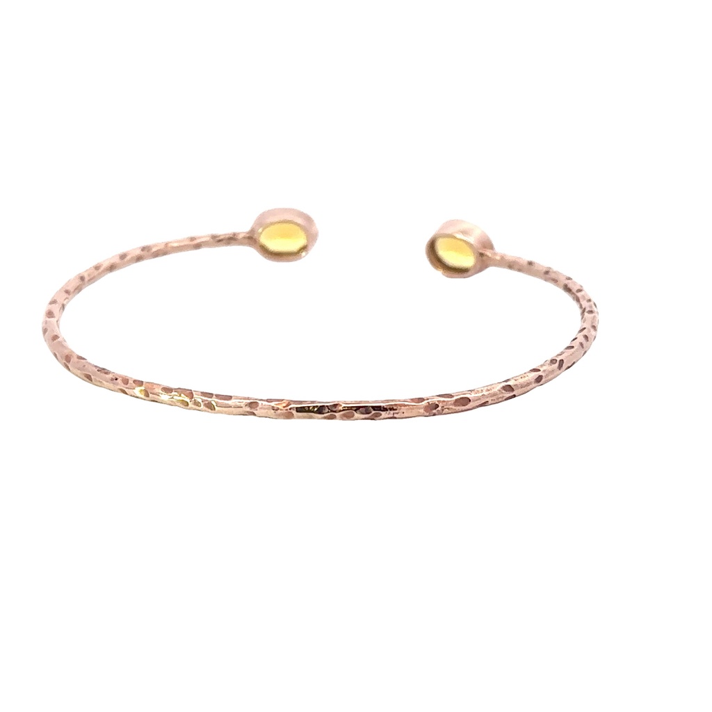 Citrine Gemstone Cuff In Rose Gold Plated Brass