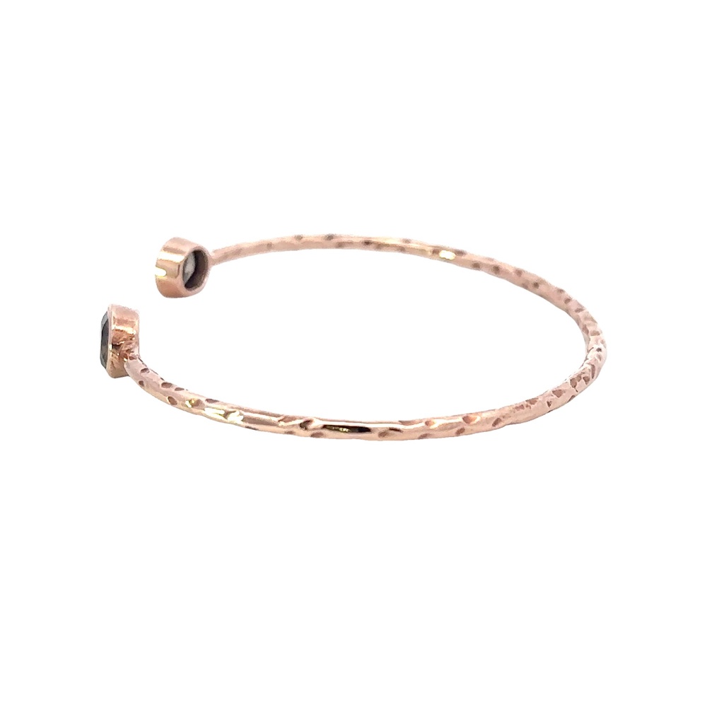 Smoky Quartz Gemstone Cuff In Rose Gold Plated Brass