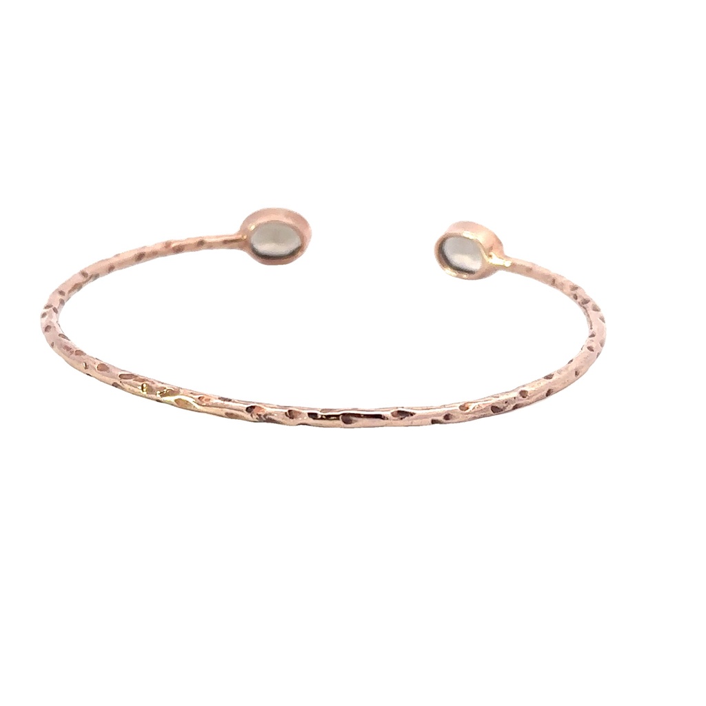 Smoky Quartz Gemstone Cuff In Rose Gold Plated Brass