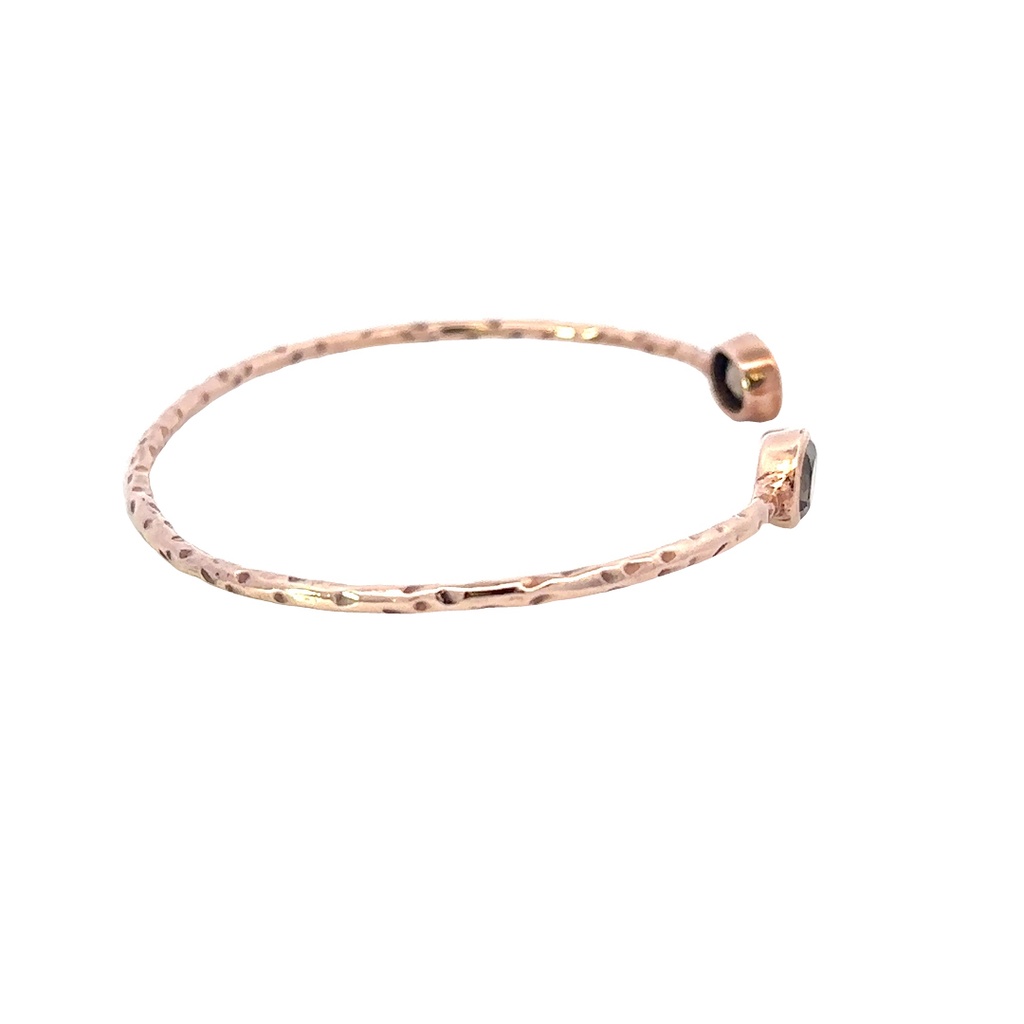 Smoky Quartz Gemstone Cuff In Rose Gold Plated Brass