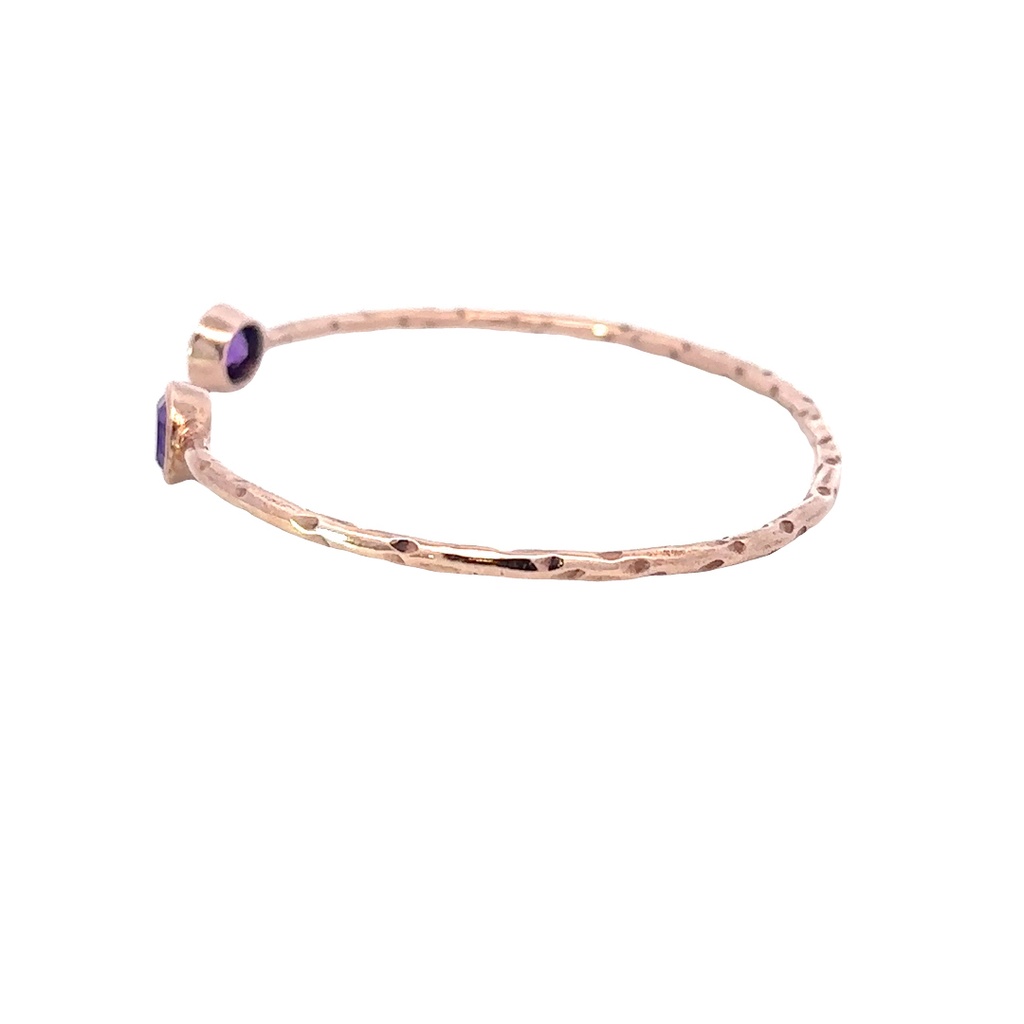 Amethyst Set In Rose Gold Plated Brass Cuff