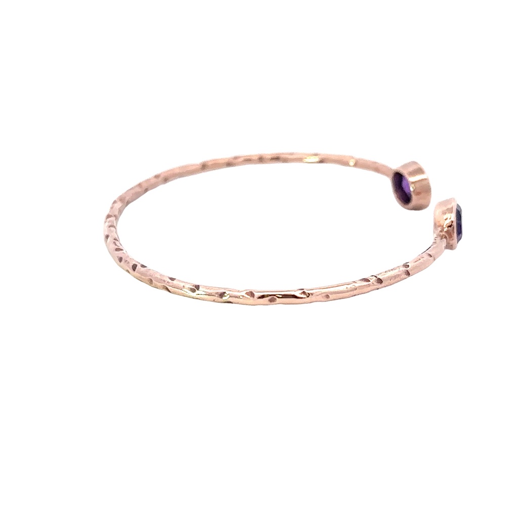 Amethyst Set In Rose Gold Plated Brass Cuff