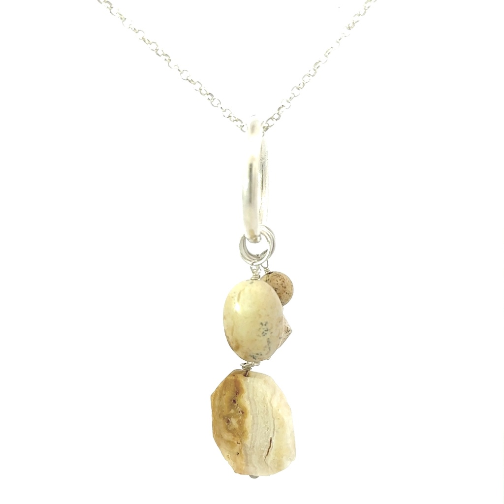 Sterling Silver Necklace With Jasper Stone Tassle
