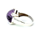 Amethyst with checkerboard cut ring in sterling silver