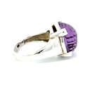 Amethyst with checkerboard cut ring in sterling silver