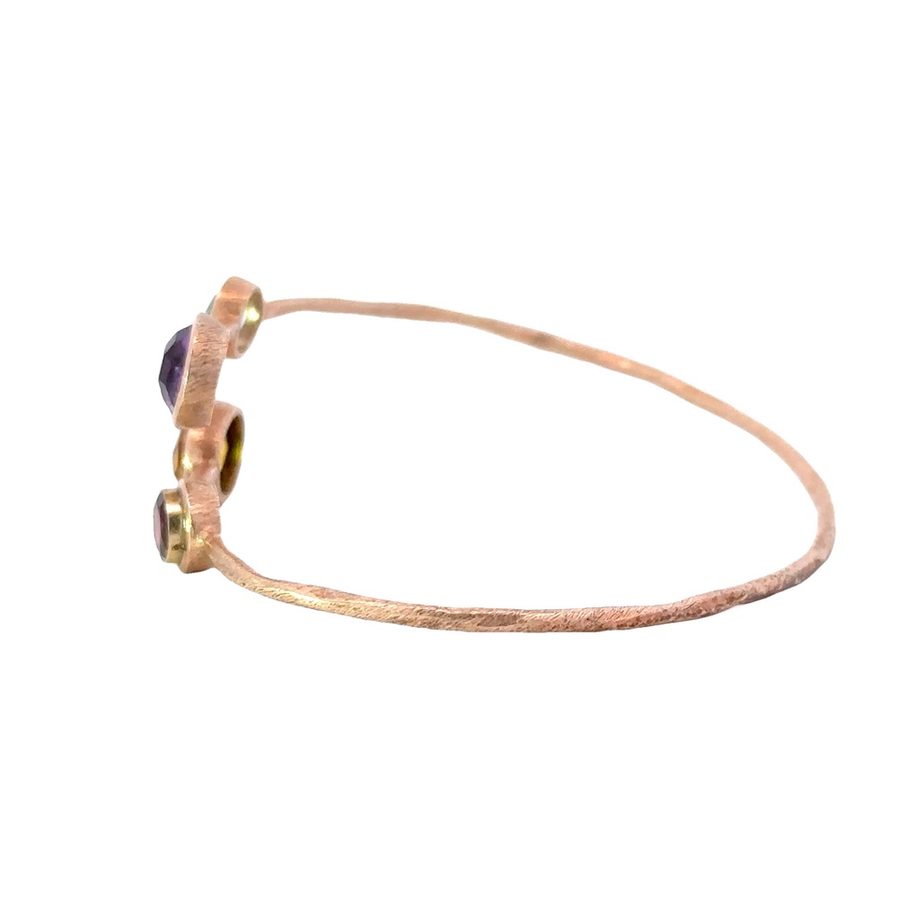 Colourful Gems set In Rose Gold Plated Brass Cuff