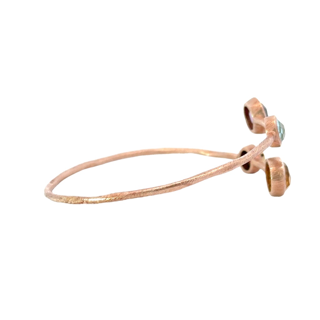 Colourful Gems set In Rose Gold Plated Brass Cuff