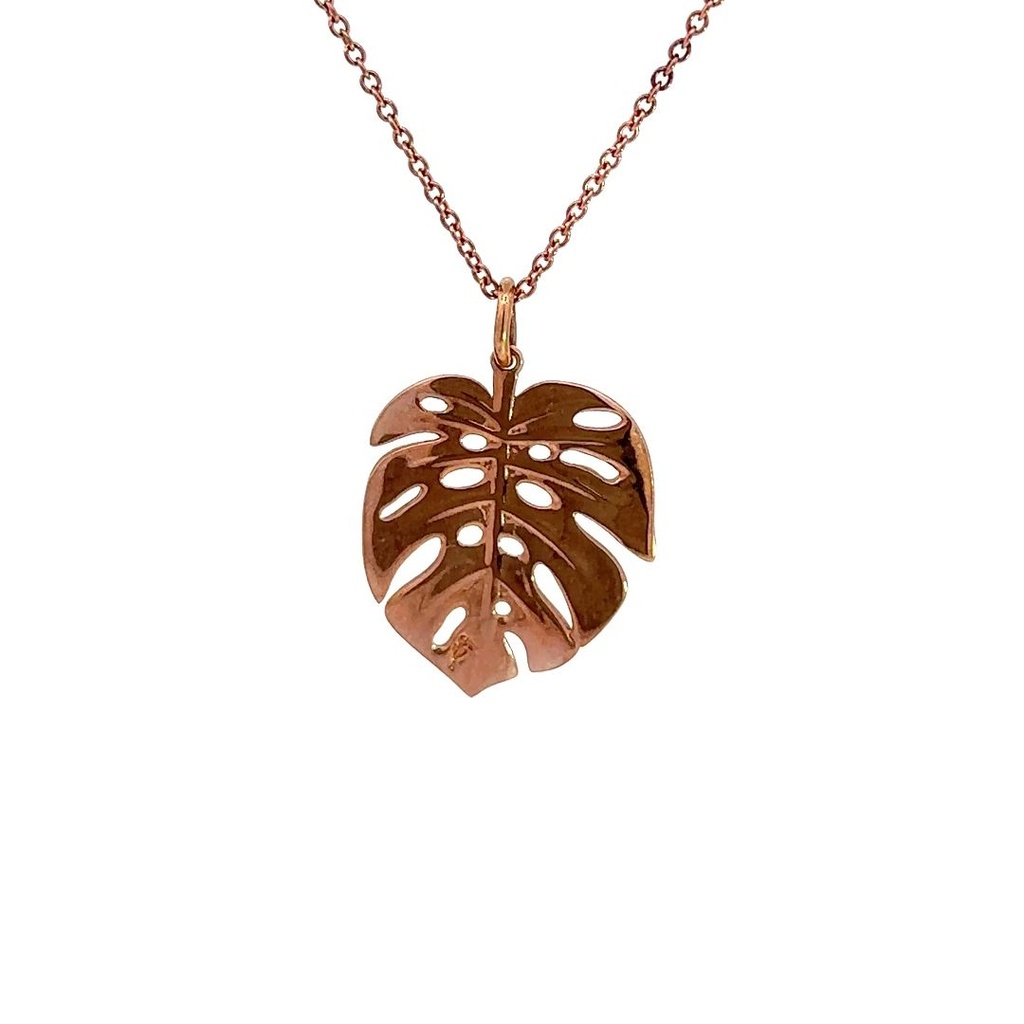 Monstera Leaf Pendant In 9K Rose Gold