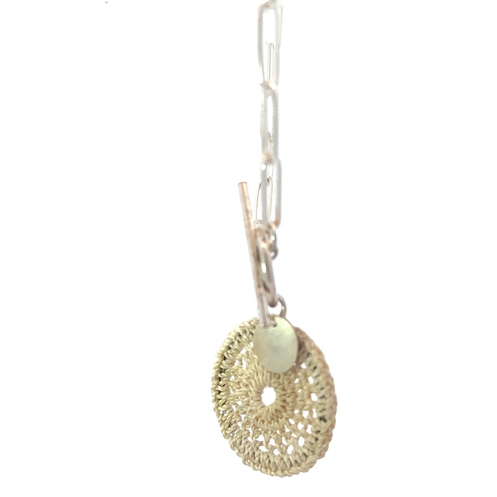 Sterling Silver With A Natural Fibre Bilum Disc