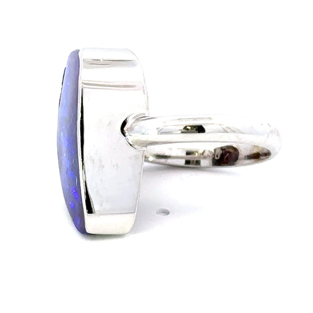 18K White Gold Ring With An Organic Boulder Opal