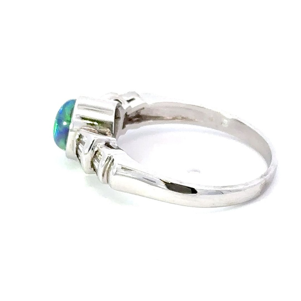 18K White Gold Opal & Diamond Ring