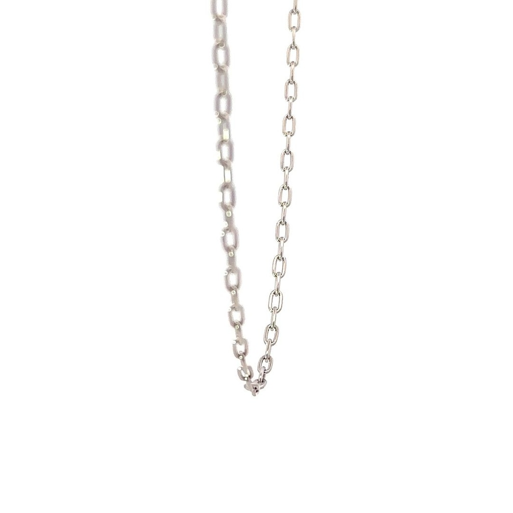 Elongated Trace 42cm Necklace in 9K White Gold