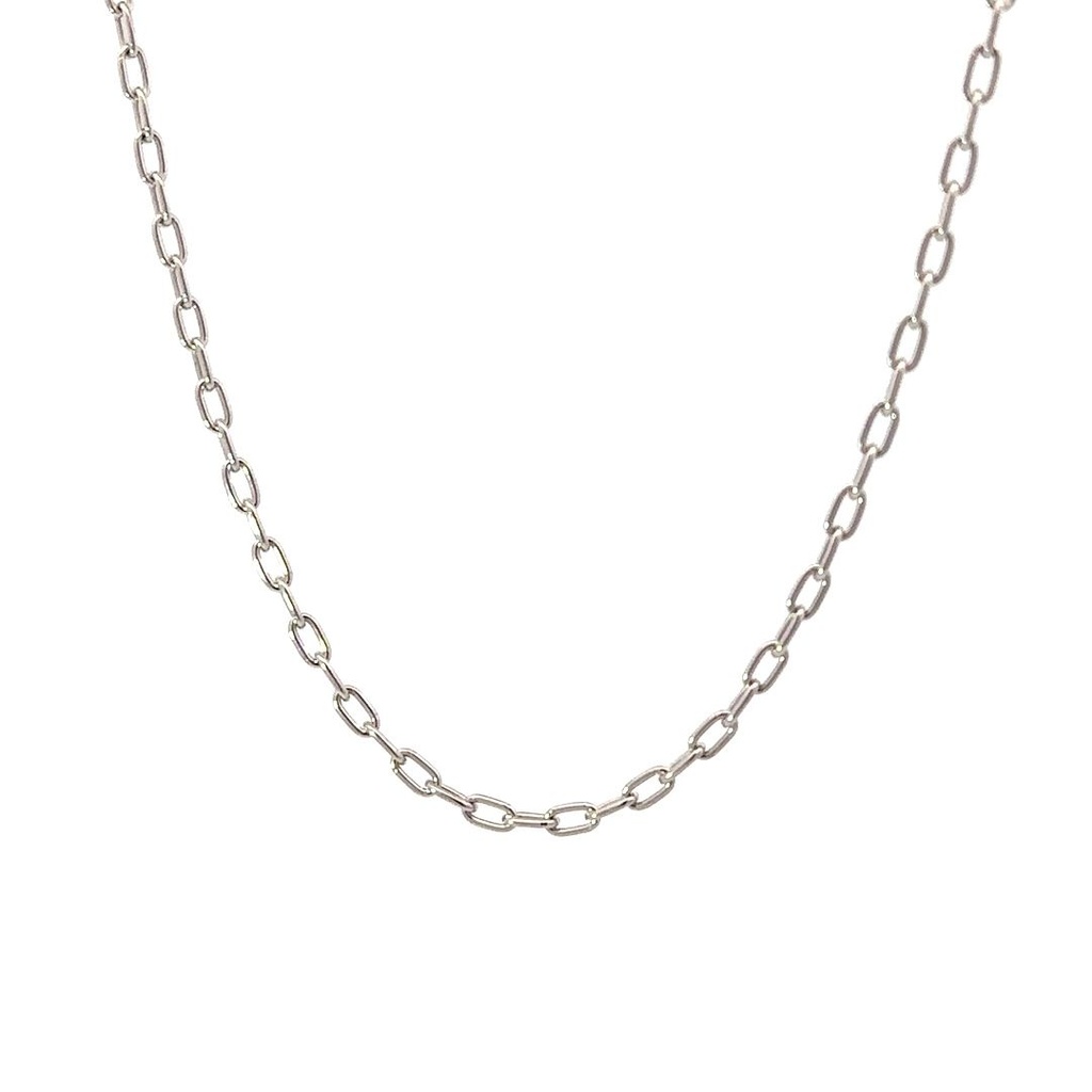 Elongated Trace 42cm Necklace in 9K White Gold