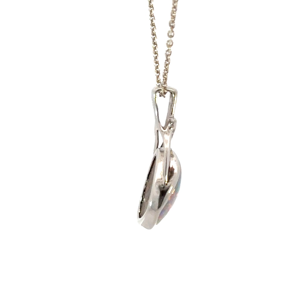 Colourful Doublet Opal Pendant In Sterling Silver