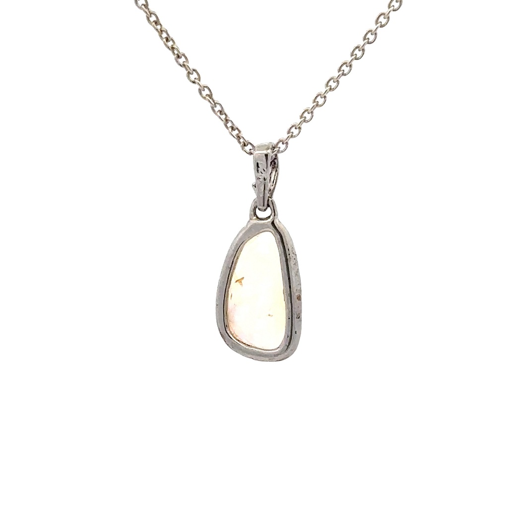 Solid White Opal Pendant in Sterling Silver