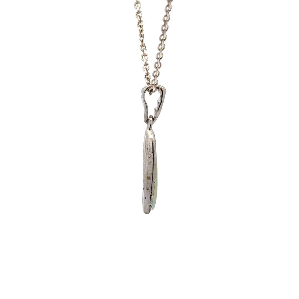 Solid White Opal Pendant in Sterling Silver