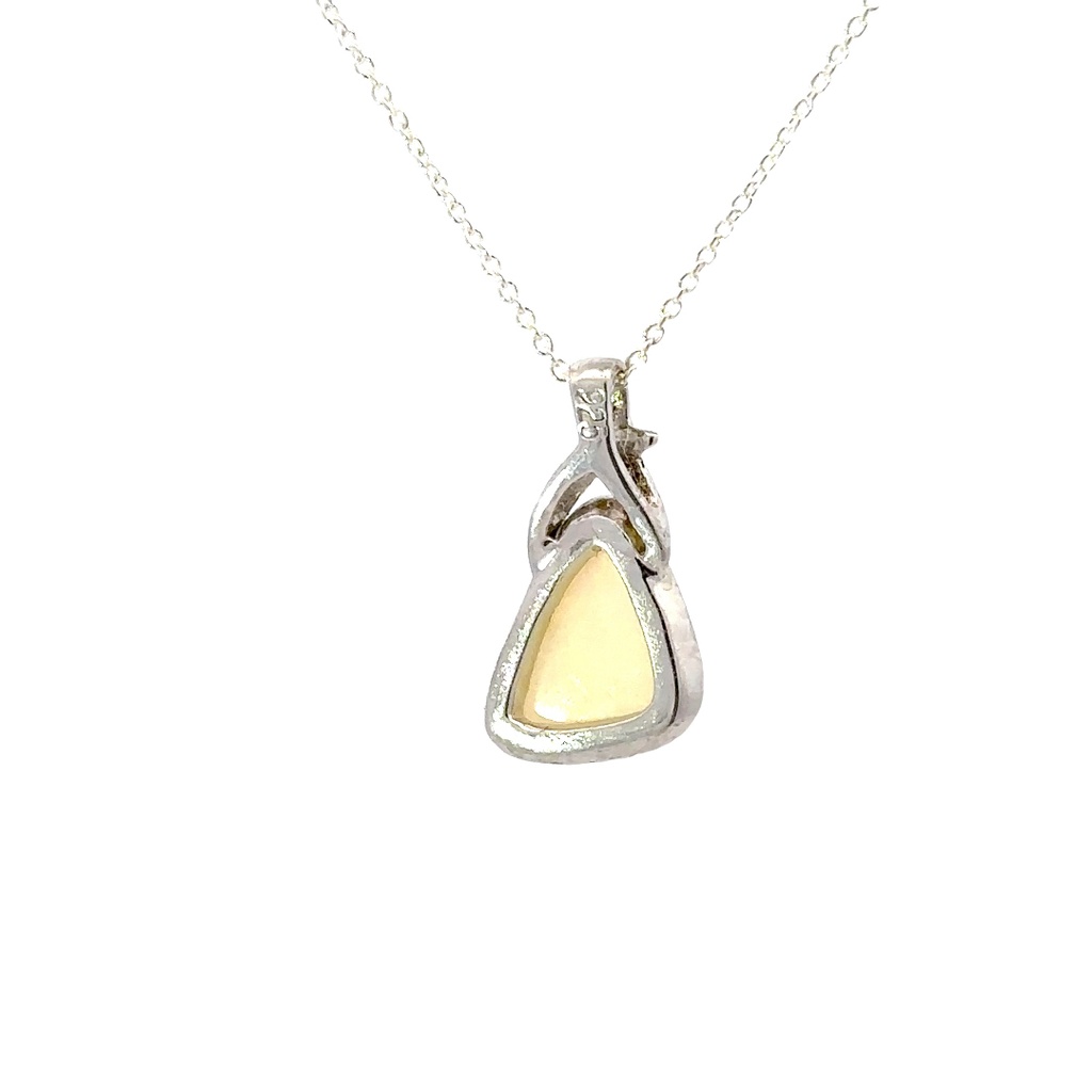 Genuine White Opal Pendant In Sterling Silver