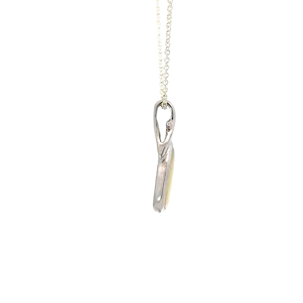 Genuine White Opal Pendant In Sterling Silver