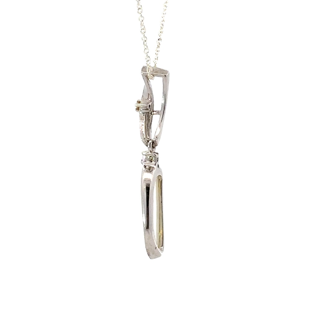 Elegant Solitaire White Gemstone Pendant in Silver