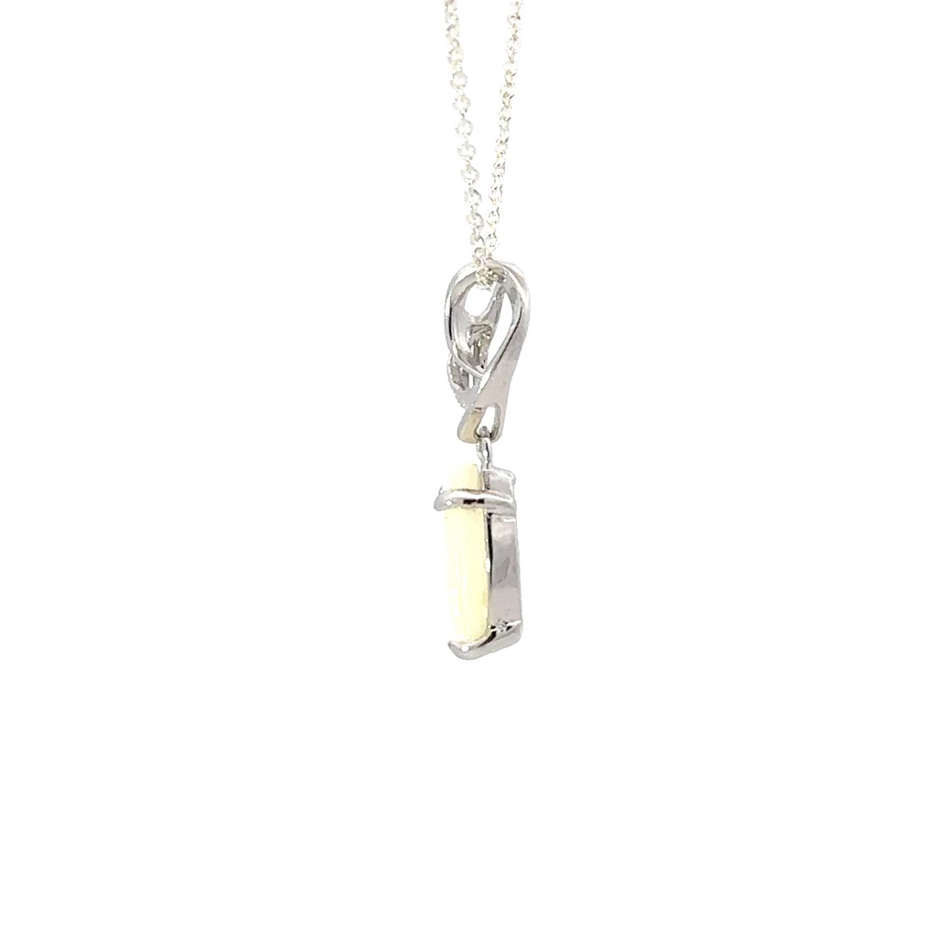 Elegant White Opal Pendant Necklace In Sterling