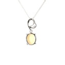 Elegant White Opal Pendant Necklace In Sterling