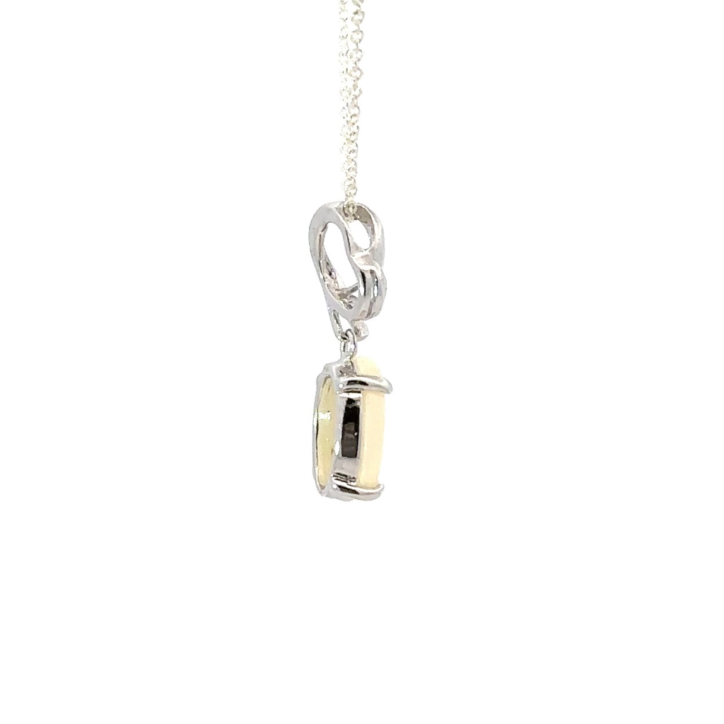 Elegant White Opal Pendant Necklace In Sterling
