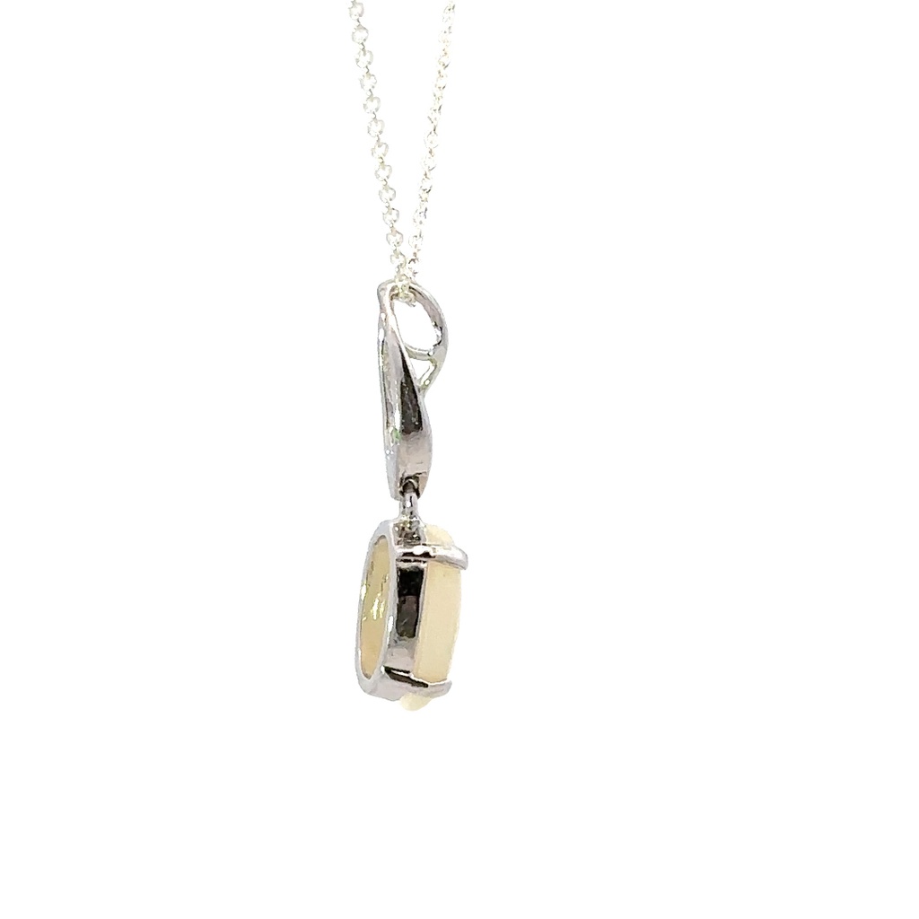 Elegant Sterling Silver Solid White Opal Pendant