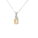 Elegant Yellow Opal & Cubic Pendant in Sterling Silver
