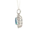 Elegant Opal & Cubic Halo Pendant in Sterling Silver