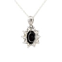 Elegant Opal & Cubic Halo Pendant in Sterling Silver