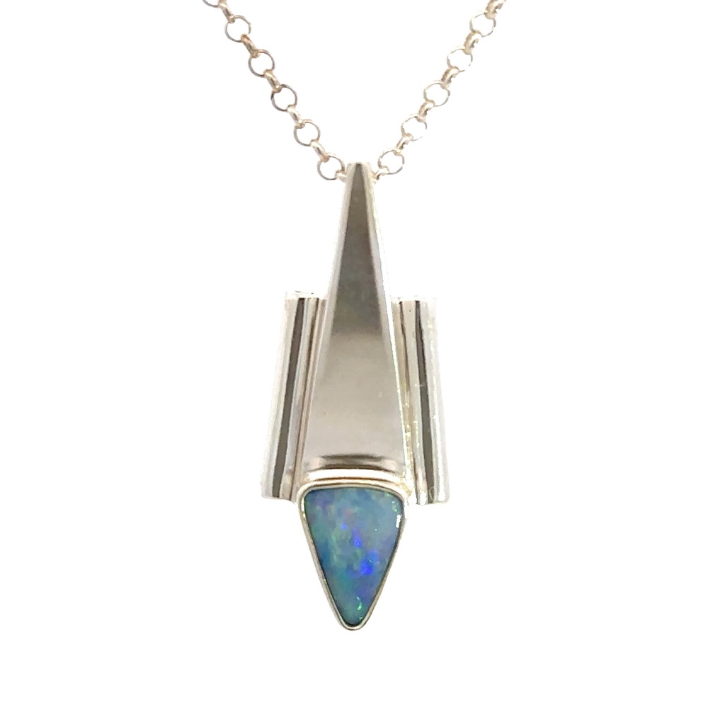 Exquisite Handmade Silver Aussie Opal Pendant
