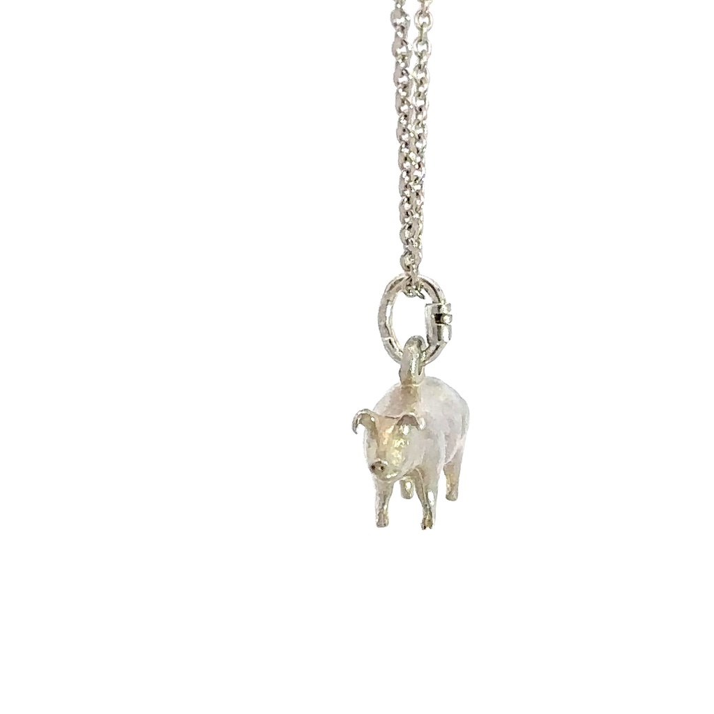 Adorable Piglet Pendant In Sterling Silver