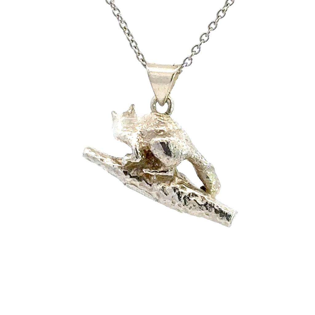 Tree Climbing Kangaroo Pendant In Sterling Silver