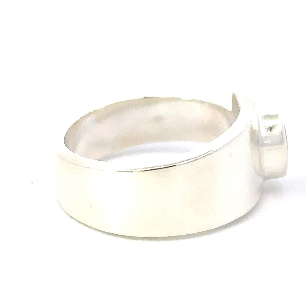 Navy Blue & Black Opal On Modern Sterling Silver Ring
