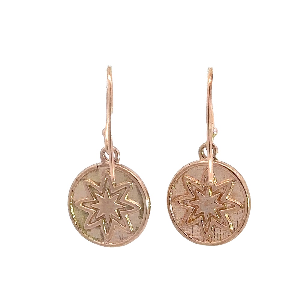 Sparkling Rose Gold Drop Earrings with Elegant Star Motif