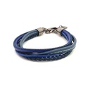 Steel Blue Leather Multi Strand Bracelet