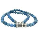 Relaxed Sophistication: Men's Dumortierite Bead Chain with Stainless Steel Accent