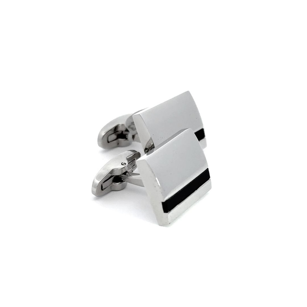 Onyx Cufflinks In Stainless Steel